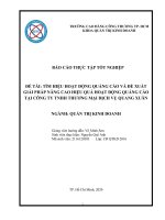 BÁO CÁO THỰC TẬP 2020 TÌM HIỆU HOẠT ĐỘNG QUẢNG CÁO VÀ ĐỀ XUẤT GIẢI PHÁP NÂNG CAO HIỆU QUẢ HOẠT ĐỘNG QUẢNG CÁO TẠI CÔNG TY TNHH THƯƠNG MẠI DỊCH VỤ QUANG XUÂN