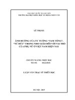 Ảnh hưởng của tư tưởng tam tòng tứ đức trong nho giáo đối với vai trò của phụ nữ ở việt nam hiện nay 