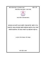 ĐÁNH GIÁ KẾT QUẢ ĐIỀU TRỊ BƯỚC MỘT CỦA THUỐC ERLOTINIB TRÊN BỆNH NHÂN UNG THƯ PHỔI KHÔNG TẾ BÀO NHỎ TẠI BỆNH VIỆN K LUẬN VĂN THẠC SĨ Y HỌC