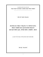 Đánh giá thực trạng và tiềm năng phát triển du lịch sinh thái ở huyện phú lộc tỉnh thừa thiên huế 