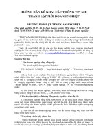 HƯỚNG DẪN KÊ KHAI CÁC THÔNG TIN KHI THÀNH LẬP MỚI DOANH NGHIỆP.HƯỚNG DẪN ĐẶT TÊN DOANH NGHIỆP