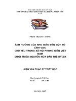 Ảnh hưởng của nho giáo đến một số lĩnh vực chủ yếu trong xã hội phong kiến việt nam dưới triều nguyễn nửa đầu thế kỷ xix 
