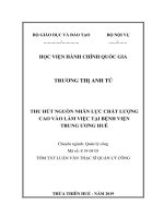 Tóm tắt Luận văn Thạc sĩ Quản lý công: Thu hút nguồn nhân lực chất lượng cao vào làm việc tại Bệnh viện Trung ương Huế