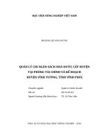Quản lý chi ngân sách nhà nước cấp huyện tại phòng tài chính và kế hoạch huyện vĩnh tường, tỉnh vĩnh phúc   