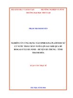 (Luận văn thạc sĩ) Nghiên cứu ứng dụng tảo Spirulina Platensis xử lý nước thải chăn nuôi lợn sau khi qua bể Biogas ở xã Hà Ninh - huyện Hà Trung - tỉnh Thanh Hóa
