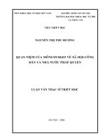 Quan niệm của môngtexkiơ về xã hội công dân và nhà nước pháp quyền 