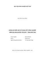 Đánh giá hiệu quả sử dụng đất nông nghiệp trên địa bàn huyện tân sơn   tỉnh phú thọ   