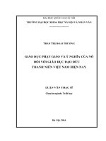 Giáo dục phật giáo và ý nghĩa của nó đối với giáo dục đạo đức thanh niên việt nam hiện nay 