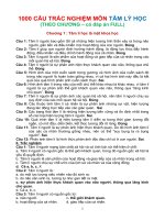 1000 CÂU TRẮC NGHIỆM MÔN TÂM LÝ HỌC (THEO CHƯƠNG – có đáp án FULL)