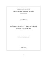 Luận văn Thạc sĩ Khoa học: Chế tạo và nghiên cứu tính chất quang của vật liệu nano ZnO
