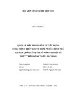 Quản lý vốn trong đầu tư xây dựng công trình thủy lợi từ trái phiếu chính phủ tại ban quản lý dự án sở nông nghiệp và phát triển nông thôn bắc ninh   