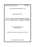 Tóm tắt Luận văn Thạc sĩ Quản lý công: Quản lý nhà nước về phòng, chống ma túy trên địa bàn tỉnh Quảng Bình