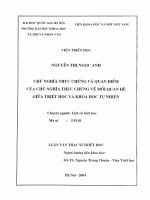 Chủ nghĩa thực chứng và quan điểm của chủ nghĩa thực chứng về mối quan hệ giữa triết học và khoa học tự nhiên 