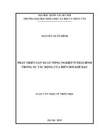 Phát triển sản xuất nông nghiệp ở thái bình trong sự tác động của biến đổi khí hậu 