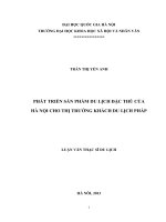 Phát triển sản phẩm du lịch đặc thù của hà nội cho thị trường khách du lịch pháp 