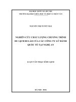 Nghiên cứu chất lượng chương trình du lịch đi lào của các công ty lữ hành quốc tế tại nghệ an 