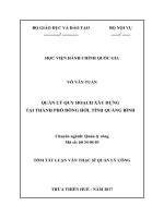 Tóm tắt Luận văn Thạc sĩ Quản lý công: Quản lý quy hoạch xây dựng tại thành phố Đồng Hới, tỉnh Quảng Bình