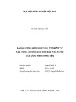 Tăng cường kiểm soát chi vốn đầu tư xây dựng cơ bản qua kho bạc nhà nước văn lâm, tỉnh hưng yên 