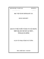 Luận văn Thạc sĩ Quản lý công: Quản lý nhà nước về đầu tư xây dựng trên địa bàn huyện Lệ Thủy, tỉnh Quảng Bình