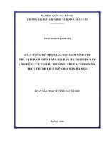Hoạt động hỗ trợ giáo dục giới tính cho trẻ vị thành niên trên địa bàn hà nội hiện nay nghiên cứu tại hai trường 