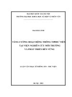 Tăng cường hoạt động thông tin thư viện tại viện nghiên cứu môi trường và phát triển bền vững 