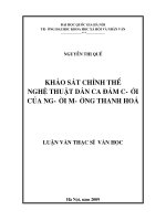 Khảo sát chỉnh thể nghệ thuật dân ca đám cưới của người mường thanh hóa 