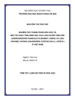 Nghiên cứu thành phần hóa học và một số hoạt tính sinh học của loài xuyên tâm liên (andrographis paniculata (burm  f ) nees) và loài vân mộc hương (saussurea costus (falc ) lipsch ) ở việt nam TT 