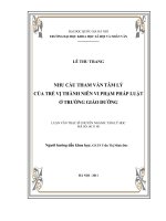 Nhu cầu tham vấn tâm lý của trẻ vị thành niên vi phạm phạm pháp luật ở trường giáo dưỡng 