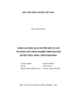 Đánh giá hiệu quả chuyển đổi cơ cấu sử dụng đất nông nghiệp trên địa bàn huyện trực ninh, tỉnh nam định   