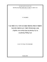Vai trò của vốn xã hội trong phát triển nguồn nhân lực trẻ tỉnh đắk lắk hiện nay nghiên cứu trường hợp tại phường tự an và phường thắng lợi 