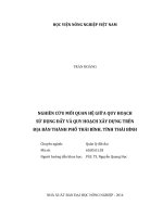 Nghiên cứu mối quan hệ giữa quy hoạch sử dụng đất và quy hoạch xây dựng trên địa bàn thành phố thái bình, tỉnh thái bình   