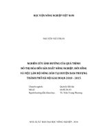 Nghiên cứu ảnh hưởng của quá trình đô thị hóa đến sản xuất nông nghiệp, đời sống và việc làm hộ nông dân tại huyện đan phượng thành phố hà nội giai đoạn 2010   2015   