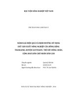 Đánh giá hiệu quả và định hướng sử dụng đất sản xuất nông nghiệp của đồng bằng thangone, huyện xaythany, thủ đô viêng chăn, cộng hòa dân chủ nhân dân lào   