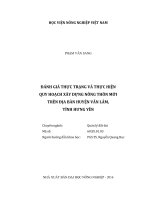 Đánh giá thực trạng và thực hiện quy hoạch xây dựng nông thôn mới trên địa bàn huyện văn lâm, tỉnh hưng yên   