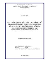 Vai trò của các tổ chức phi chính phủ trong việc hỗ trợ kỹ thuật tăng cường năng lực cho người dân và đối tác địa phương miền núi phía bắc 