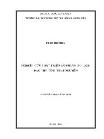 Nghiên cứu sự phát triển sản phẩm du lịch đặc thù tỉnh thái nguyên 