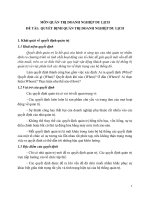 MÔN QUẢN TRỊ DOANH NGHIỆP DU LỊCH: QUYẾT ĐỊNH QUẢN TRỊ DOANH NGHIỆP DU LỊCH