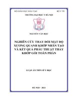 Nghiên cứu thay đổi mật độ xương quanh khớp nhân tạo và kết quả phẫu thuật thay khớp gối toàn phần 