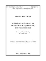 Tóm tắt Luận văn Thạc sĩ Quản lý công: Quản lý nhà nước về đất đai – từ thực tiễn huyện Phú Vang, tỉnh Thừa Thiên Huế