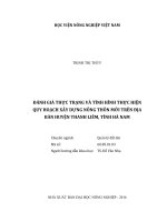 Đánh giá thực trạng và tình hình thực hiện quy hoạch xây dựng nông thôn mới trên địa bàn huyện thanh liêm, tỉnh hà nam   