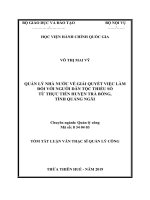 Tóm tắt Luận văn Thạc sĩ Quản lý công: Quản lý Nhà nước về giải quyết việc làm đối với người dân tộc thiểu số từ thực tiễn huyện Trà Bồng - Tỉnh Quảng Ngãi