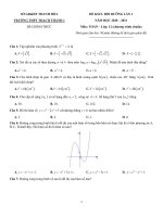 Đề KSCL Toán 12 lần 1 năm 2020 - 2021 trường Thạch Thành 1 - Thanh Hóa - TOANMATH.com