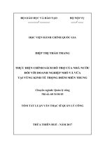 Tóm tắt Luận văn Thạc sĩ Quản lý công: Thực hiện chính sách hỗ trợ của nhà nước đối với doanh nghiệp nhỏ và vừa tại vùng kinh tế trọng điểm miền Trung