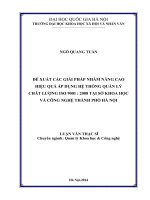 Đề xuất các giải pháp nhằm nâng cao hiệu quả áp dụng hệ thống quản lý chất lượng iso 9001 