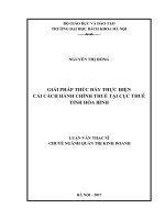 Một số giải pháp thúc đẩy thực hiện cải cách hành chính thuế tại cục thuế tỉnh hòa bình 