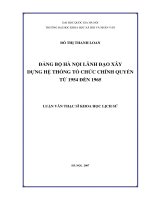 Đảng bộ hà nội lãnh đạo xây dựng hệ thống tổ chức chính quyền từ 1954 đến 1965 
