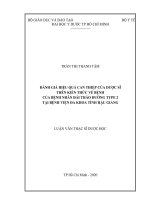 đánh giá hiệu quả can thiệp của dược sĩ trên kiến thức về bệnh của bệnh nhân đái tháo đường type 2 tại bệnh viện đa khoa tỉnh hậu giang 