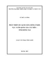 Phát triển du lịch cộng đồng ở khu vực vườn quốc gia cát tiên tỉnh đồng nai 