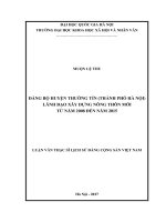 Đảng bộ huyện thường tín thành phố hà nội lãnh đạo xây dựng nông thôn mới từ năm 2008 đến năm 2015 