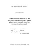 Giải pháp cải thiện điều kiện làm việc của cán bộ công chức cấp cơ sở tham gia giải quyết đơn thư khiếu nại, tố cáo trên địa bàn quận long biên   